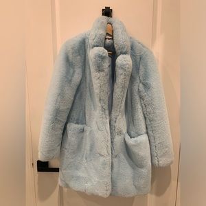 Apparis Ice Blue Size Medium Pre Worn Faux Fur Coat